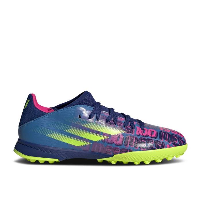 アディダス Adidas 【 X Speedflow Messi.3 Tf J \u0027Numbersup\u0027 Youth Victory Blue/Shock Pink/Solar Yellow 】 お坊っちゃん キッズ Victory 制覇 青碧 青碧 ぼうぜん自失 pink さくら色 yellow 黄味がかった・黄色