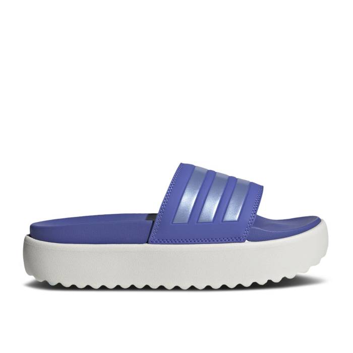 アディダス Adidas 【 Wmns Adilette Platform Slide \u0027Semi Cobalt Blue\u0027 Women Semi Cobalt Blue/Blue Spark Metallic/Core White 】 アディレッタ Slide サンダル レディース 青み 青色 中核グループ 白いこと 白いこと
