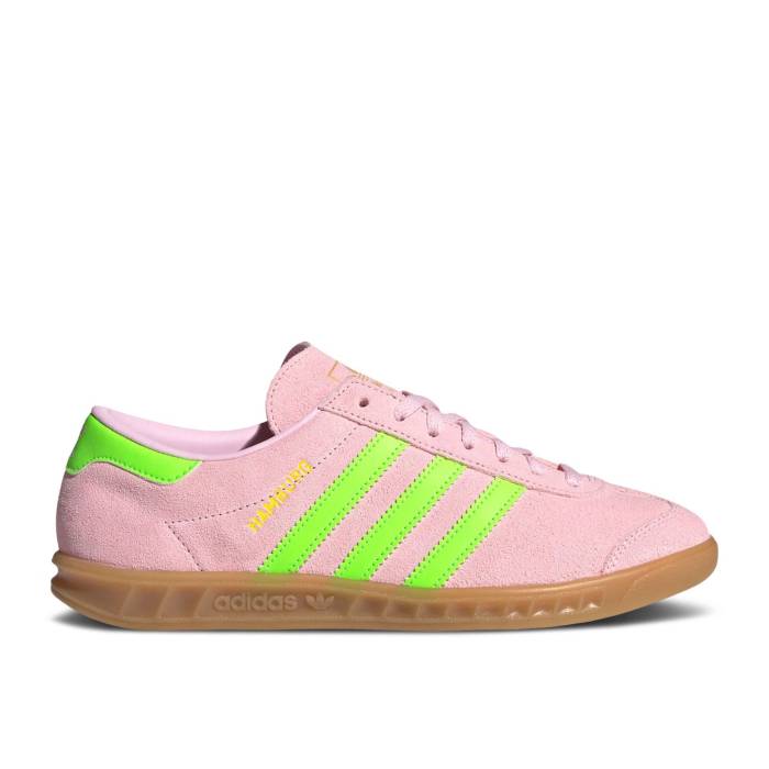 アディダス Adidas 【 Wmns Hamburg \u0027Clear Pink Solar Green\u0027 Women Clear Pink/Solar Green/Gold Metallic 】 pink サクラ色 レディース pink サクラ色 green 緑・緑であること ゴールド