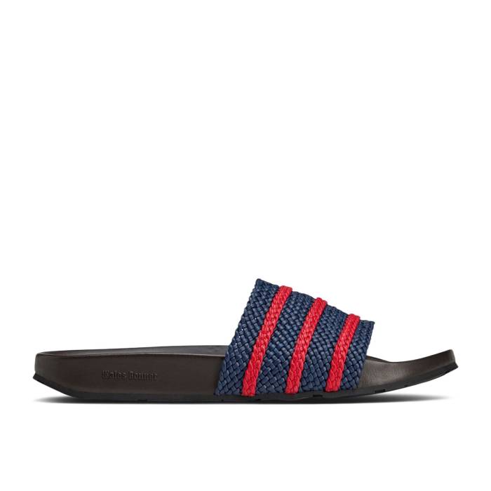 アディダス Adidas 【 Wales Bonner X Adilette Slide \u0027Night Indigo Scarlet\u0027 Men Night Indigo/Better Scarlet/Dark Brown 】 アディレッタ Slide サンダル 藍色・インディゴ メンズ ナイト爵 藍色・インディゴ 赤銅色 赤銅色