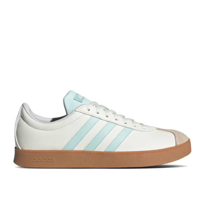 アディダス Adidas 【 Wmns Vl Court Base \u0027Core Halo Mint\u0027 Women Core White/Aurora Ink/Halo Blue 】 厚地の外套 レディース 中核グループ 白いこと 白いこと 青み 青色