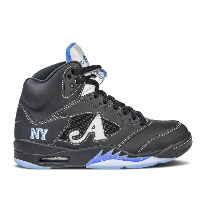 ナイキ エアジョーダン Air Jordan 【 Awake Ny X Jordan 5 Retro \u0027Boro - Racer Blue\u0027 Sample Men Black/Racer Blue/Metallic Silver/White/Clear 】 レトロ メンズ 黒いこと 黒いこと 青み 青色 Silver しろがね色・しろがね色 白いこと ホワ