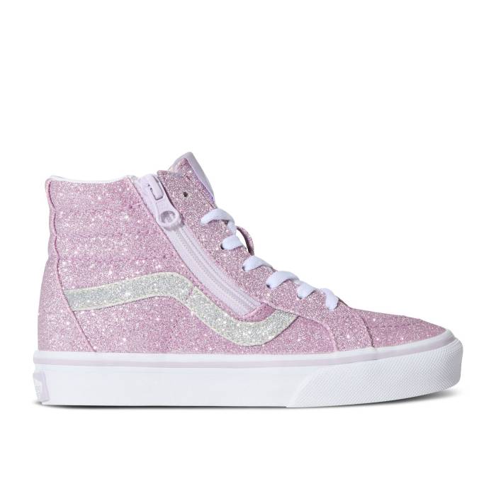ヴァンズ Vans 【 Sk8-Hi Zip Kids \u0027Glitter Lilac Mist Purple\u0027 Youth Glitter Lilac Mist Purple 】 滑るご機嫌 お坊っちゃん キッズ Purple 紫・パープル