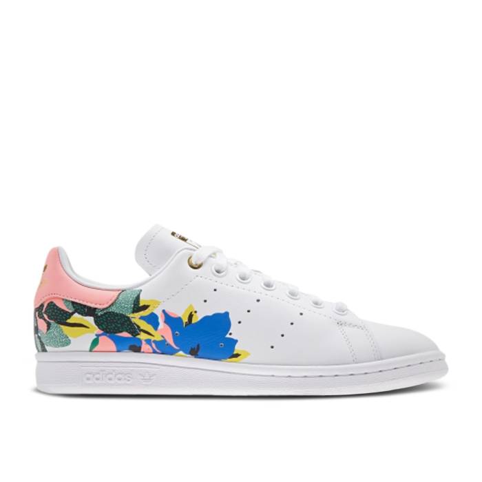 アディダス Adidas 【 Her Studio London X Wmns Stan Smith \u0027Floral Burst\u0027 Women Cloud White/Glow Pink/Gold Metallic 】 制作室 レディース 白いこと 白いこと pink サクラ色 ゴールド