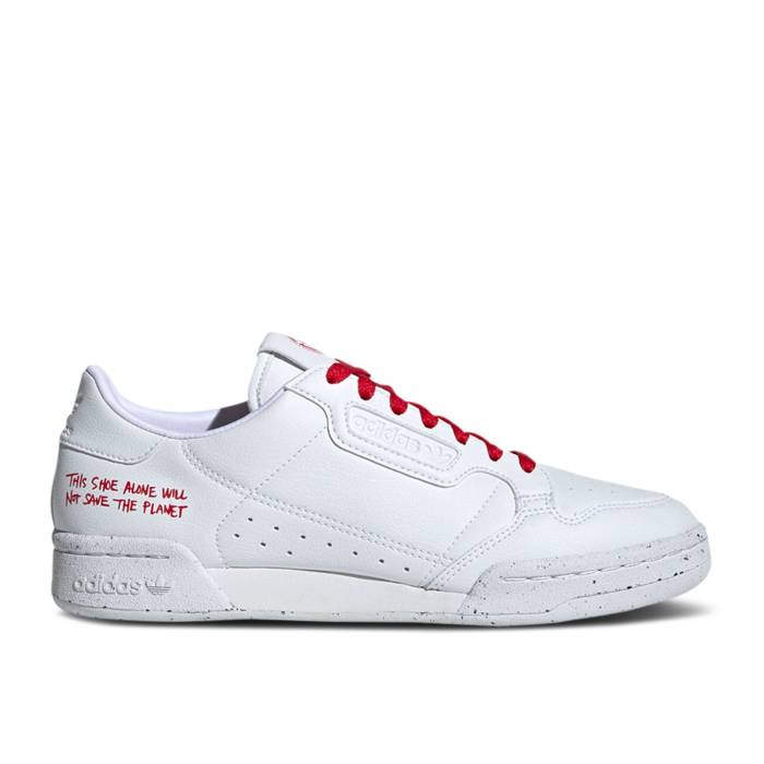 アディダス Adidas 【 Continental 80 \u0027Sustainability\u0027 Men Cloud White/Cloud White/Scarlet 】 メンズ 白いこと 白いこと