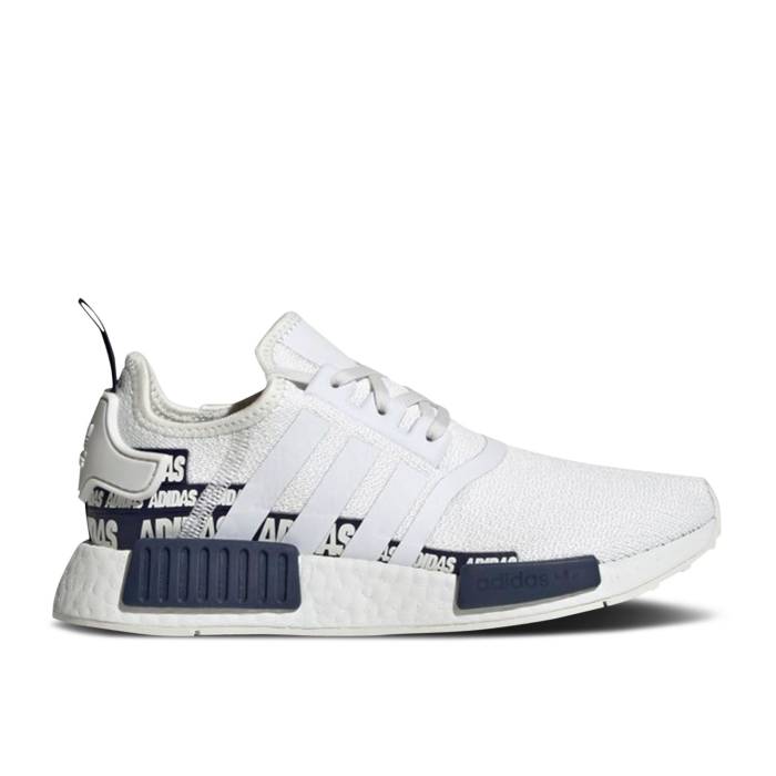 アディダス Adidas 【 Nmd_R1 J 'Wordmark Heel Stripe - Crystal White Navy' Youth Crystal White/Crystal White/Collegiate Navy 】 ヒール Stripe ストライプ 白色 ホワイト ジュニア キッズ 白色 ホワイト 紺色 ネイビー|スニケス