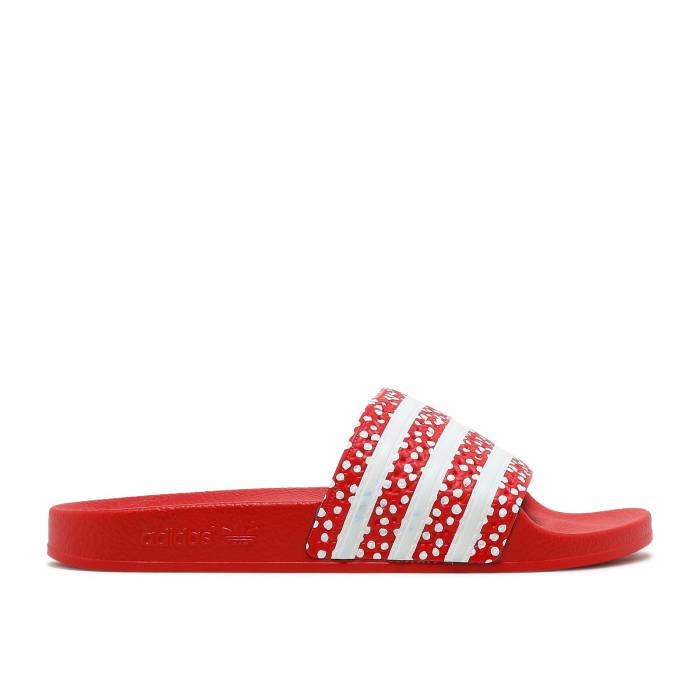 アディダス Adidas 【 Wmns Adilette Slide \u0027Polka - Vivid Red\u0027 Women Cloud White/Vivid Red/Cloud White 】 アディレッタ Slide サンダル レディース 白いこと 白いこと Red 赤・赤いこと