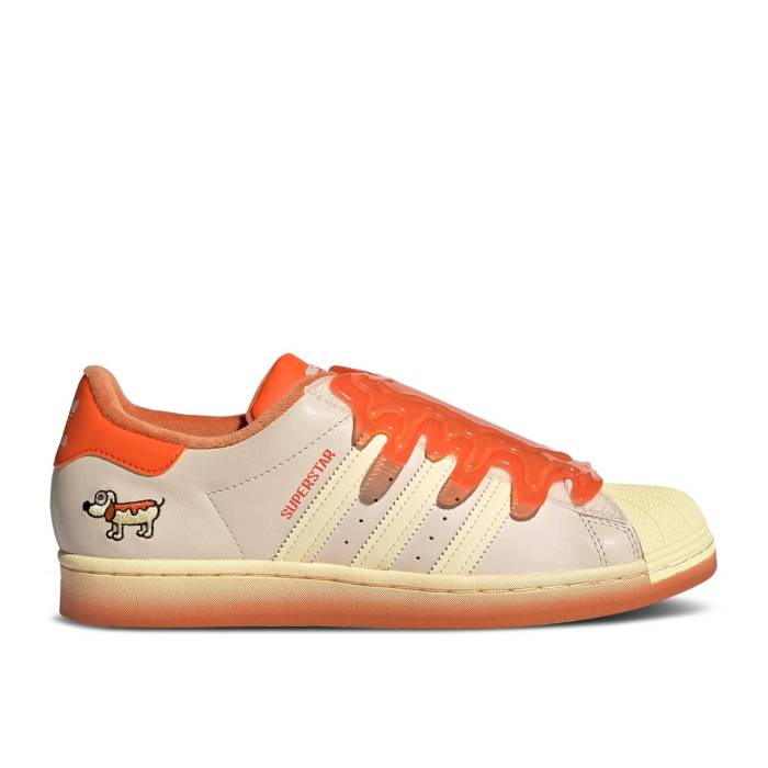アディダス Adidas 【 Melting Sadness X Superstar \u0027Hotdog\u0027 Men Ecru Tint/Easy Yellow/Super Orange 】 Superstar はやりっ児 メンズ yellow 黄味がかった・黄色 orange 橙・オレンジ色