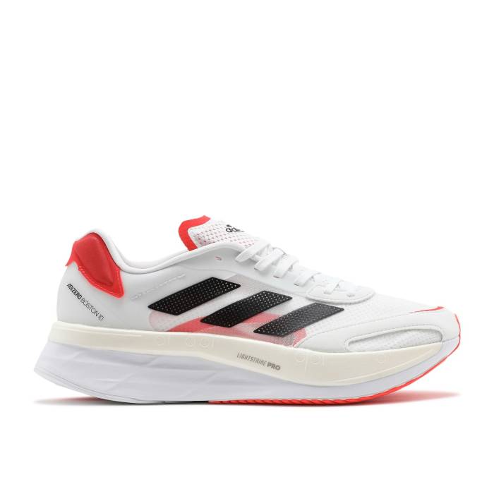 アディダス Adidas 【 Adizero Boston 10 'Solar Red' Men Cloud White/Core Black/Solar Red 】 アディゼロ ボストン メンズ 白色 ホワイト コア 黒色 ブラック Red 赤・レッド