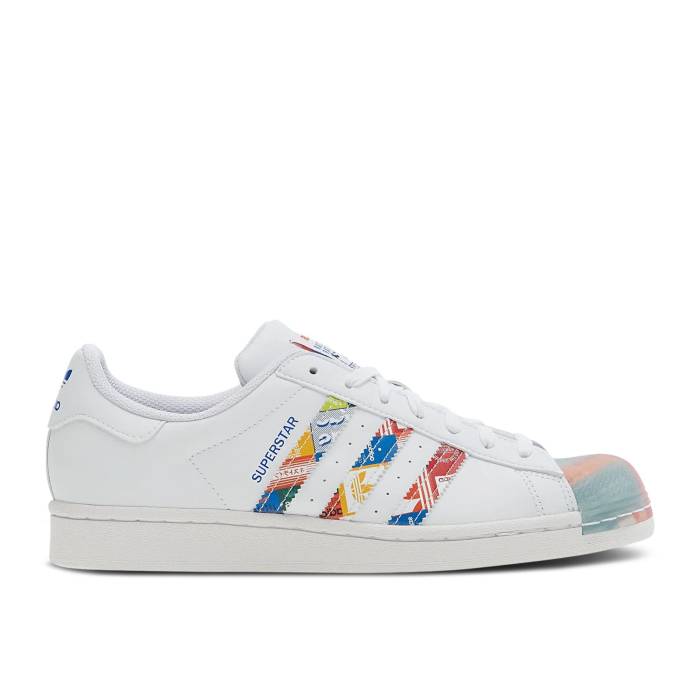 アディダス Adidas 【 Superstar \u0027Multi Logo\u0027 Men Cloud White/Blue/Orange 】 Superstar はやりっ児 メンズ 白いこと 白いこと 青み 青色 orange 橙・オレンジ色