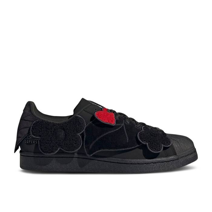 アディダス Adidas 【 Melting Sadness X Superstar \u0027Black Floral Patches\u0027 Men Core Black/Core Black/Carbon 】 Superstar はやりっ子 メンズ 中核グループ 黒いこと 黒いこと 炭素