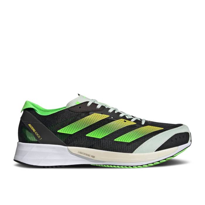 アディダス Adidas 【 Adizero Adios 7 \u0027Black Solar Green\u0027 Men Core Black/Beam Yellow/Solar Green 】 アディゼロ アディオス メンズ 中核グループ 黒いこと 黒いこと yellow 黄味がかった・黄色 green 緑・緑であること