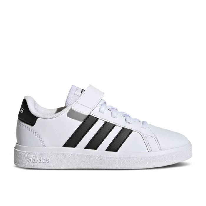 アディダス Adidas 【 Grand Court 2.0 Little Kid 'White Black' Youth Cloud White/Core Black/Core Black 】 グランド コート ジュニア キッズ 白色 ホワイト コア 黒色 ブラック