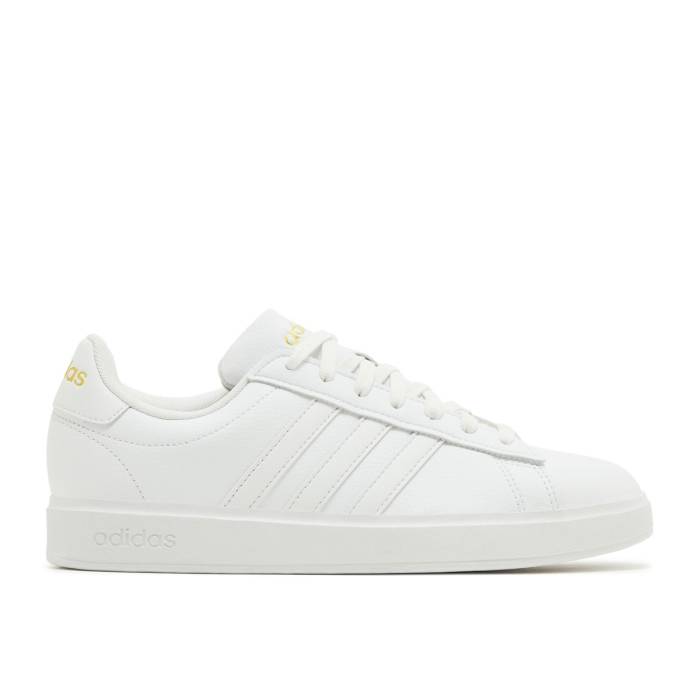 アディダス Adidas 【 Wmns Grand Court 2.0 \u0027White Gold Metallic\u0027 Women Cloud White/Cloud White/Gold Metallic 】 地べた 厚地の外套 ゴールド レディース 白いこと 白いこと ゴールド