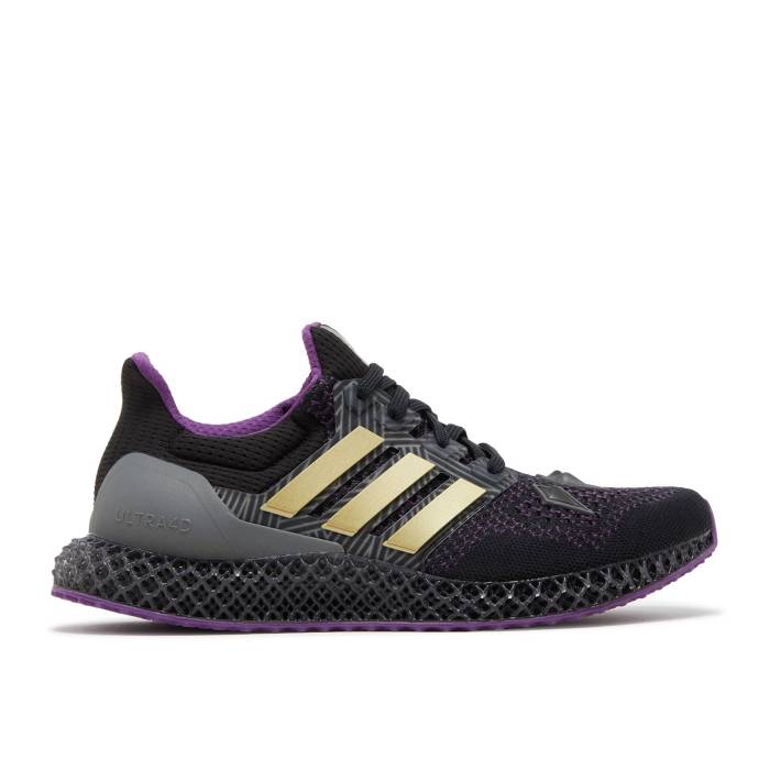 アディダス Adidas 【 Marvel X Ultra 4D \u0027Black Panther\u0027 Men Core Black/Gold Metallic/Tribe Purple 】 ultra ウルトラ メンズ 中核グループ 黒いこと 黒いこと ゴールド 虎前日 Purple 紫・パープル