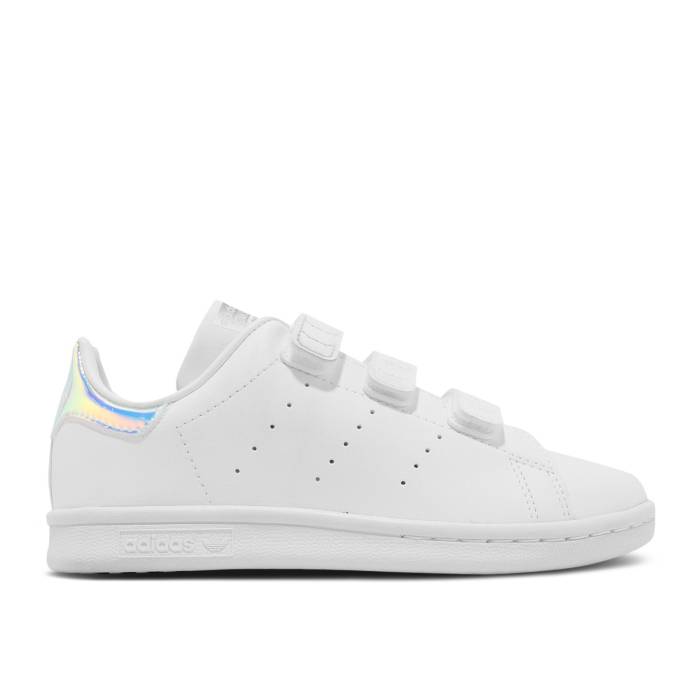 アディダス Adidas 【 Stan Smith Cf C White Iridescent Youth Cloud White/Cloud White/Silver Metallic 】 ジュニア キッズ 白色 ホワイト Silver 銀色・シルバー