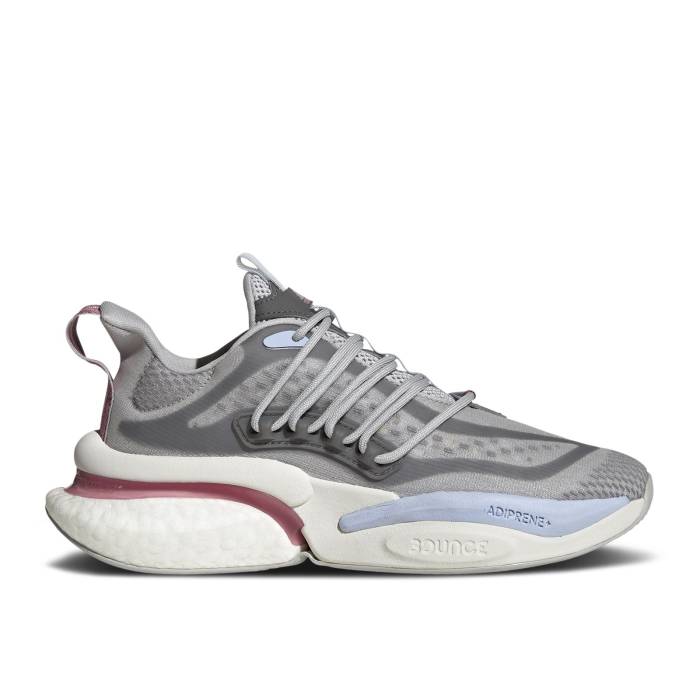 アディダス Adidas 【 Wmns Alphaboost V1 \u0027Grey Pink Strata\u0027 Women Grey/Pink Strata/Blue Dawn 】 pink サクラ色 レディース 薄墨色 薄墨色 pink サクラ色 青み 青色