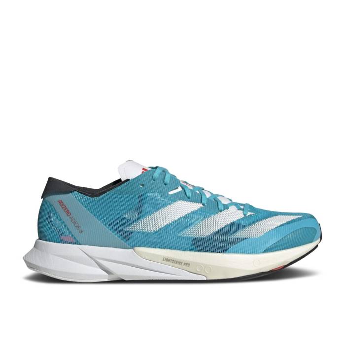 アディダス Adidas 【 Adizero Adios 8 \u0027Lucid Cyan\u0027 Men Lucid Cyan/Cloud White/Bright Red 】 アディゼロ アディオス メンズ シアン 白いこと 白いこと Red 赤・赤いこと
