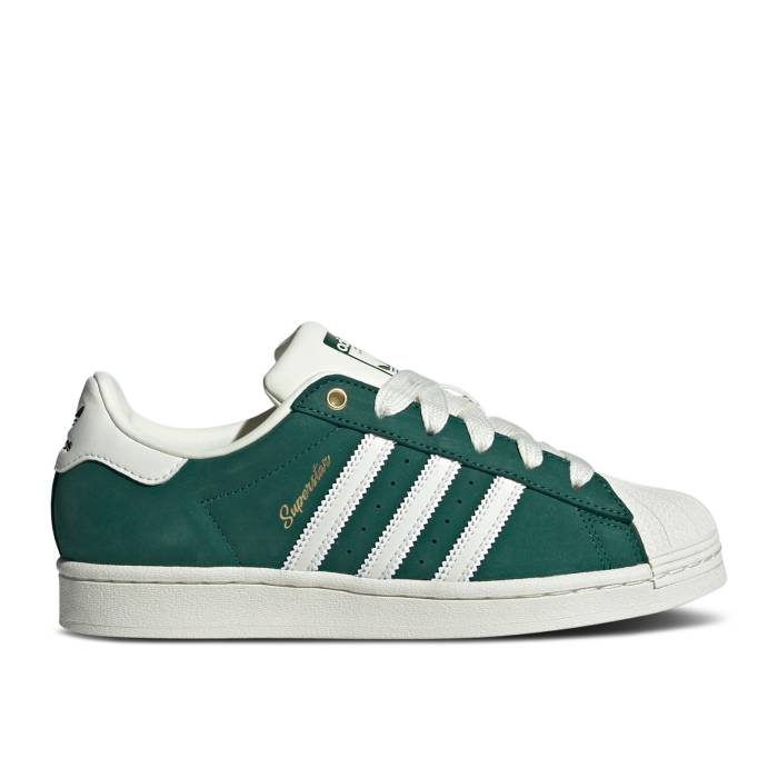 アディダス Adidas 【 Wmns Superstar \u0027Collegiate Pack - Court Green\u0027 Women Semi Court Green/Collegiate Green/Off White 】 Superstar はやりっ児 厚地の外套 レディース 厚地の外套 green 緑・緑であること 白いこと 白いこと