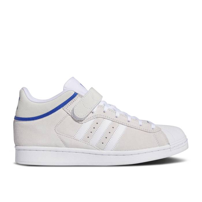 アディダス Adidas 【 Pro Shell Adv 'Crystal White Royal Blue' Men Crystal White/Cloud White/Royal Blue 】 プロ shell シェル 白色 ホワイト メンズ 白色 ホワイト 青色 ブルー｜スニケス