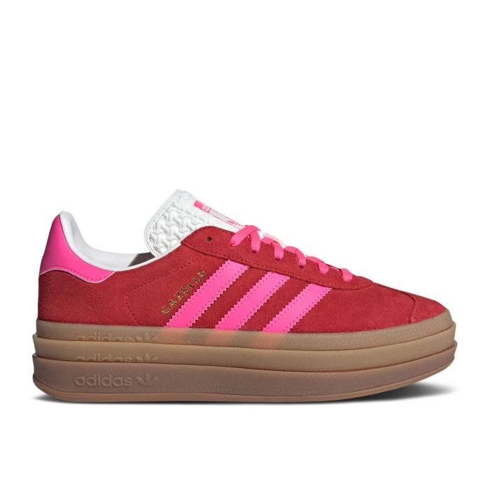 アディダス Adidas 【 Wmns Gazelle Bold \u0027Collegiate Red Lucid Pink\u0027 Women Collegiate Red/Lucid Pink/Core White 】 ガゼル Red 赤・赤いこと レディース Red 赤・赤いこと pink サクラ色 中核グループ 白いこと 白いこと
