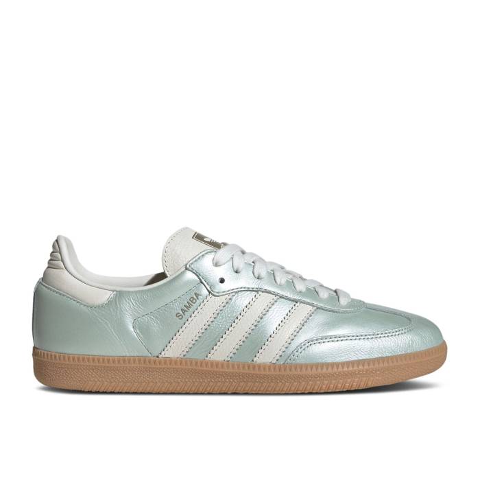 アディダス Adidas 【 Wmns Samba Og \u0027Linen Green Metallic\u0027 Women Linen Green Metallic/Off White/Cyber Metallic 】 サンバ green 緑・緑であること レディース green 緑・緑であること 白いこと 白いこと