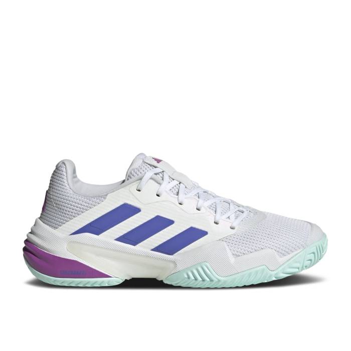 アディダス Adidas 【 Wmns Barricade 13 \u0027White Cobalt Blue\u0027 Women Cloud White/Cobalt Blue/Purple Burst 】 防柵 13 サー青二才 レディース 白いこと 白いこと 青碧 青碧 Purple 紫・パープル はち切れる