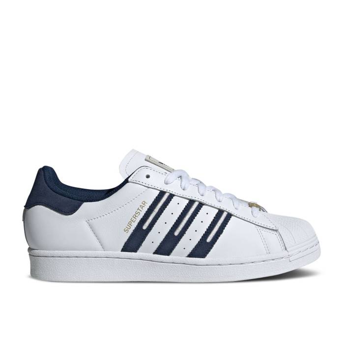 アディダス Adidas 【 Superstar \u0027Embroidered Indigo Stripes\u0027 Men Cloud White/Night Indigo/Grey One 】 Superstar はやりっ子 藍色・インディゴ メンズ 白いこと 白いこと ナイト爵 藍色・インディゴ 薄墨色 薄墨色