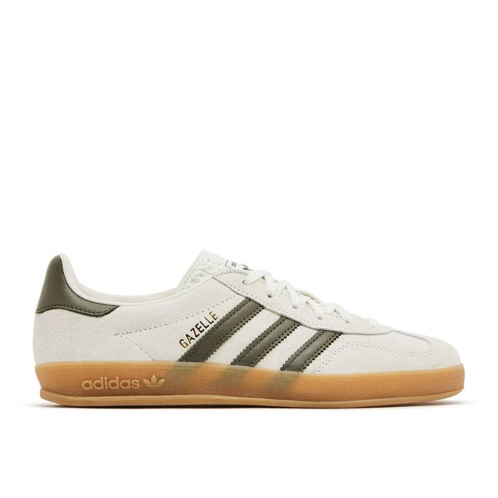 アディダス Adidas 【 Wmns Gazelle Indoor White Olive Strata Women Cloud White/Olive Strata/Gold Metallic 】 ガゼル olive オリーブ レディース 白色 ホワイト olive オリーブ ゴールド