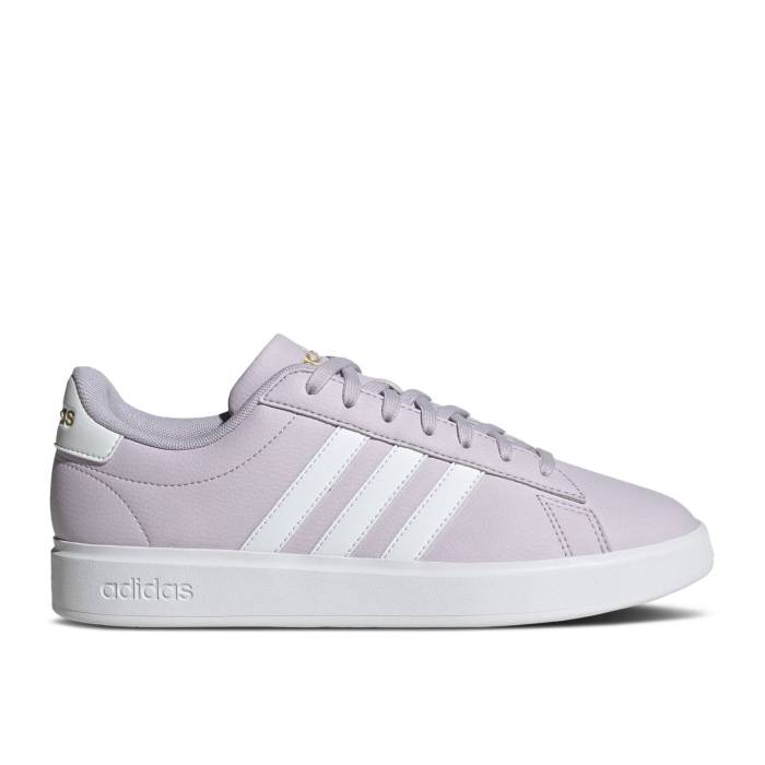 アディダス Adidas 【 Wmns Grand Court \u0027Silver Dawn\u0027 Women Silver Dawn/Cloud White/Gold Metallic 】 地びた 厚地の外套 レディース Silver しろがね色・しろがね色 白いこと 白いこと ゴールド