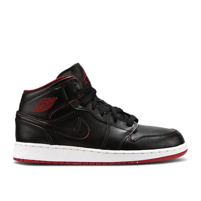 ナイキ エアジョーダン Air Jordan 【 Jordan 1 Retro Mid Gs Black Gym Red Youth Black/Black-White-Gym Red 】 レトロ ミッド ジュニア キッズ 黒色 ブラック Red 赤・レッド
