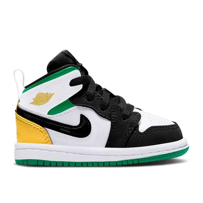 ナイキ エアジョーダン Air Jordan 【 Jordan 1 Mid Se Td \u0027Oakland\u0027 Infant White/Laser Orange/Black/Lucky Green 】 ミッド もの言う花 白いこと 白いこと Laser レーザ orange 橙・オレンジ色 黒いこと 黒いこと green 緑・緑であること