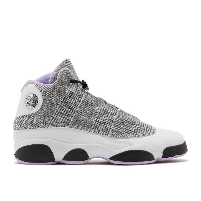 ナイキ エアジョーダン Air Jordan 【 Jordan 13 Retro Gs Houndstooth Youth White/Black/Lilac/Metallic Silver 】 13 サーティーン レトロ ジュニア キッズ 白色 ホワイト 黒色 ブラック Silver 銀色・シルバー
