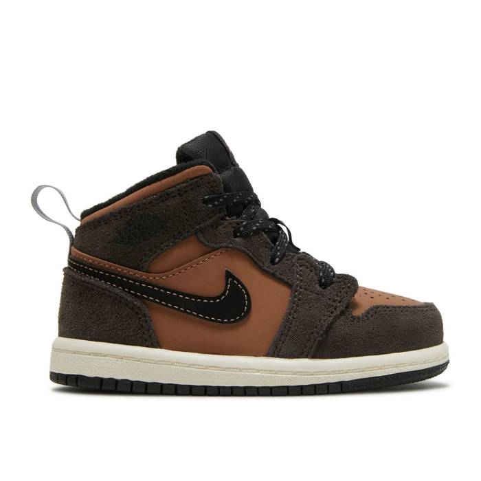 ナイキ エアジョーダン Air Jordan 【 Jordan 1 Mid Se Td \u0027Earth Tone\u0027 Infant Dark Chocolate/Crimson Bliss/Archaeo Brown/Black/Sail 】 ミッド もの言う花 クリムゾン 赤銅色 赤銅色 黒いこと 黒いこと