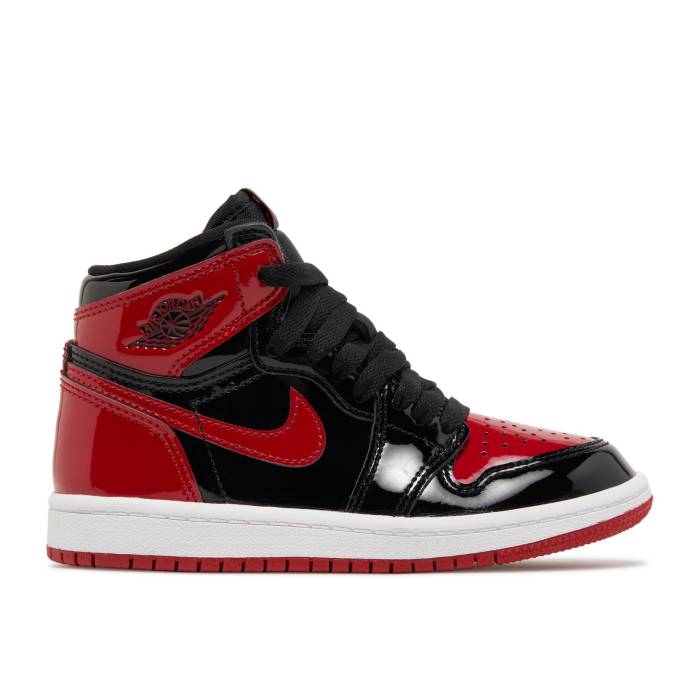 ナイキ エアジョーダン Air Jordan 【 Jordan 1 Retro High Og Ps Patent Bred Youth Black/Varsity Red/White 】 レトロ ハイ ジュニア キッズ 黒色 ブラック Red 赤・レッド 白色 ホワイト