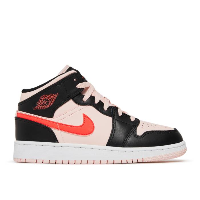 ナイキ エアジョーダン Air Jordan 【 Jordan 1 Mid Gs 'Black Pink Crimson' Youth Atmosphere/Infrared 23/Black 】 ミッド pink ピンク ジュニア キッズ 黒色 ブラック|スニケス