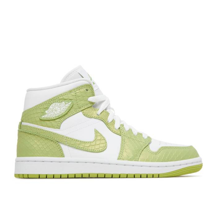 ナイキ エアジョーダン Air Jordan 【 Wmns Jordan 1 Mid Se \u0027Green Python\u0027 Women White/White/Vivid Green 】 ミッド レディース 白いこと 白いこと green 緑・緑であること