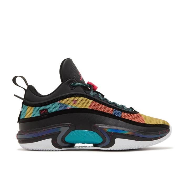 ナイキ エアジョーダン Air Jordan 【 Jordan 36 Low \u0027Black Multi-Color\u0027 Men Black/Washed Teal/Vivid Sulfur/Rush Pink 】 メンズ 黒いこと 黒いこと rush 混雑時 pink サクラ色 靴-メンズ靴-スニーカー