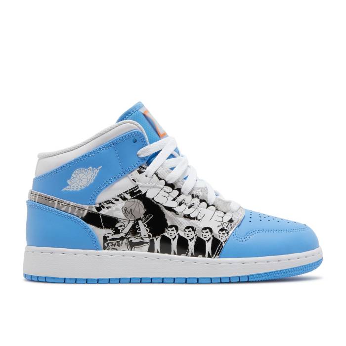 ナイキ エアジョーダン Air Jordan 【 Jordan 1 Mid Gs Game Winner Youth White/Starfish/University Blue 】 ミッド ジュニア キッズ 白色 ホワイト 青色 ブルー