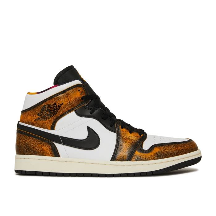 ナイキ エアジョーダン Air Jordan 【 Jordan 1 Mid Se 'Wear-Away - Taxi' Men Black/Taxi/White/Sail 】 ミッド メンズ 黒色 ブラック 白色 ホワイト|スニケス