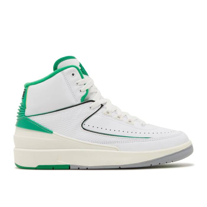 ナイキ エアジョーダン Air Jordan 【 Jordan 2 Retro ガウス \u0027Lucky Green\u0027 Youth White/Lucky Green/Sail/Light Steel Grey 】 レトロ 御坊っちゃん キッズ 白いこと 白いこと green 緑・緑であること Steel スチール写真 薄墨色 薄墨色 靴-キッズファッション