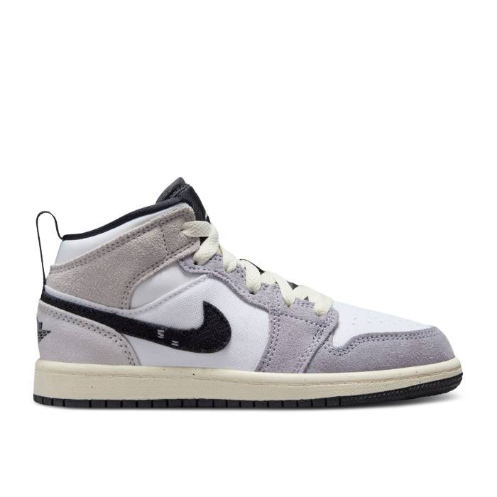 ナイキ エアジョーダン Air Jordan 【 Jordan 1 Mid Se Craft Ps 'Inside Out - Cement Grey' Youth Cement Grey/Black/White/Tech Grey/Sail 】 ミッド 灰色・シメント ジュニア キッズ 灰色・シメント 灰色 グレー 黒色 ブ|スニケス