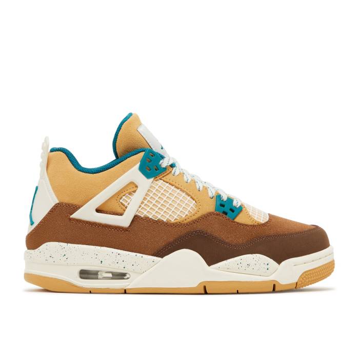 ナイキ エアジョーダン Air Jordan 【 Jordan 4 Retro ガウス \u0027Cacao Wow\u0027 Youth Cacao Wow/Geode Teal/Ale Brown/Twine/Sail/Luminous Green 】 レトロ 御坊っちゃん キッズ 赤銅色 赤銅色 green 緑・緑であること