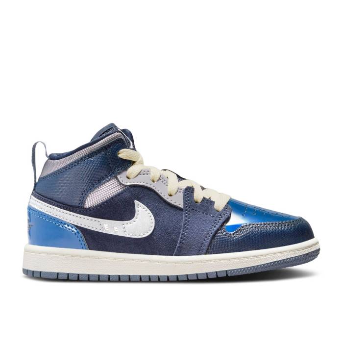 ナイキ エアジョーダン Air Jordan 【 Jordan 1 Mid Se Craft Ps 'Inside Out - Obsidian' Youth Obsidian/French Blue/Ashen Slate/White 】 ミッド ジュニア キッズ 青色 ブルー 白色 ホワイト|スニケス