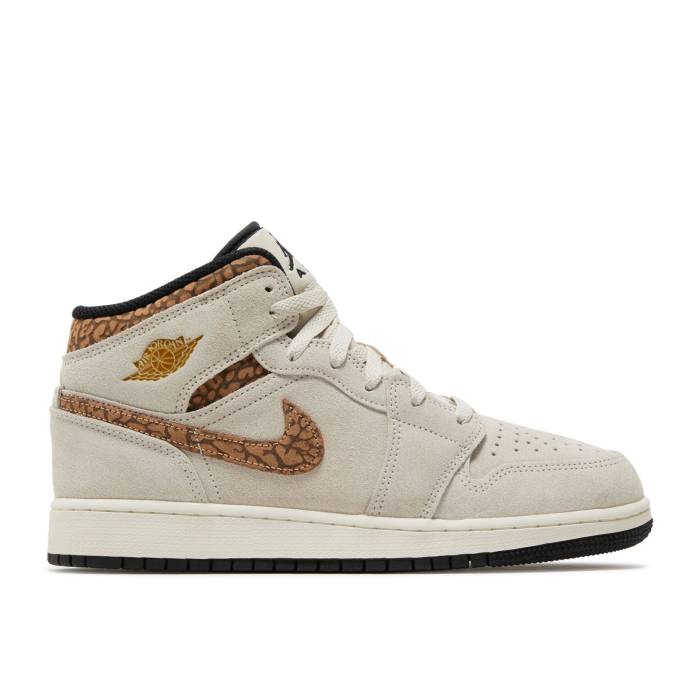 ナイキ エアジョーダン Air Jordan 【 Jordan 1 Mid Se Gs 'Brown Elephant' Youth Light Orewood Brown/Metallic Gold/White/Light British Tan/Sail 】 ミッド ジュニア キッズ 茶色 ブラウン ゴールド 白色 ホワイト|スニケス