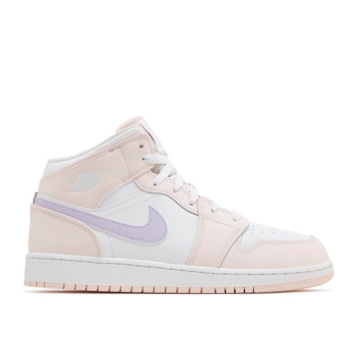 ナイキ エアジョーダン Air Jordan 【 Jordan 1 Mid ガウス \u0027Pink Wash\u0027 Youth Pink Wash/Violet Frost/White 】 ミッド 御坊っちゃん キッズ pink サクラ色 紫・相撲取り草 白いこと 白いこと
