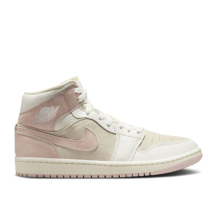 ナイキ エアジョーダン Air Jordan 【 Wmns Jordan 1 Mid Se \u0027Seersucker\u0027 Women Coconut Milk/Sail/Legend Pink 】 ミッド レディース Legend 先祖伝承 pink サクラ色 靴-レディース靴