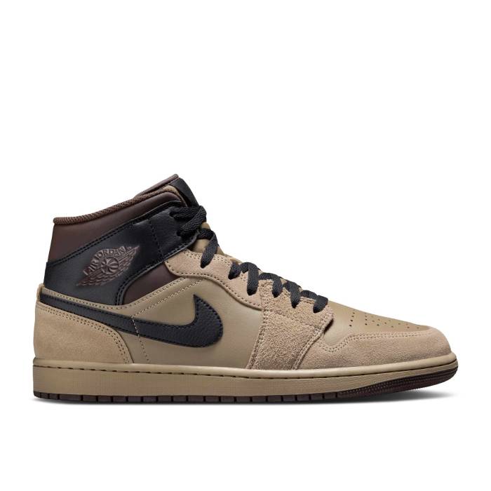 ナイキ エアジョーダン Air Jordan 【 Jordan 1 Mid \u0027Khaki Black\u0027 Men Khaki/Black/Baroque Brown/Gum Light Brown 】 ミッド メンズ カーキ 黒いこと 黒いこと 赤銅色 赤銅色