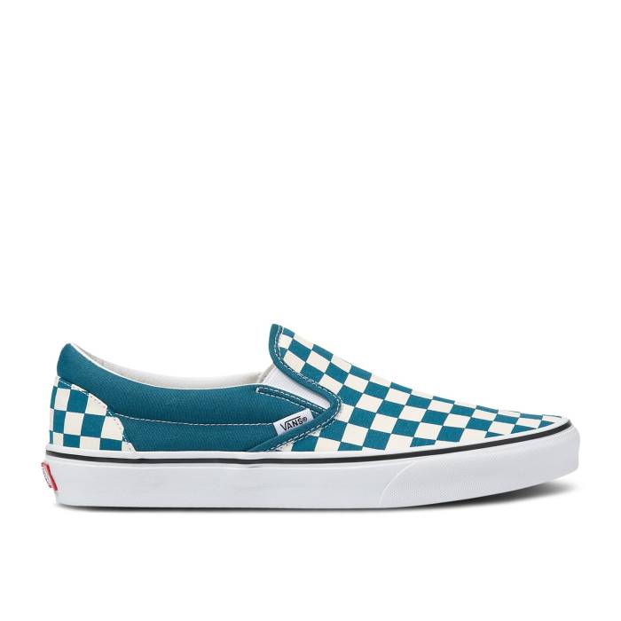 ヴァンズ Vans 【 Classic Slip-On Checkerboard - Blue Coral Men Blue Coral/True White 】 クラシック slip-on スリッポン 青色 ブルー メンズ 青色 ブルー 白色 ホワイト