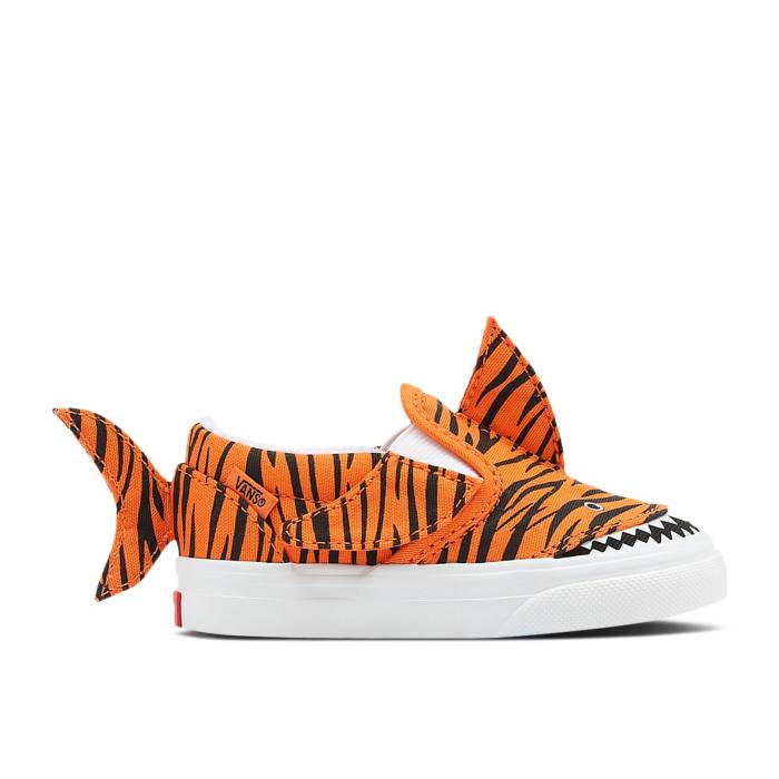 ヴァンズ Vans 【 Slip-On V Toddler \u0027Tiger Shark\u0027 Infant Orange Tiger/True White 】 slip-on スリッポン もの言う花 乳飲み子用 もの言う花 orange 橙・オレンジ色 白いこと 白いこと